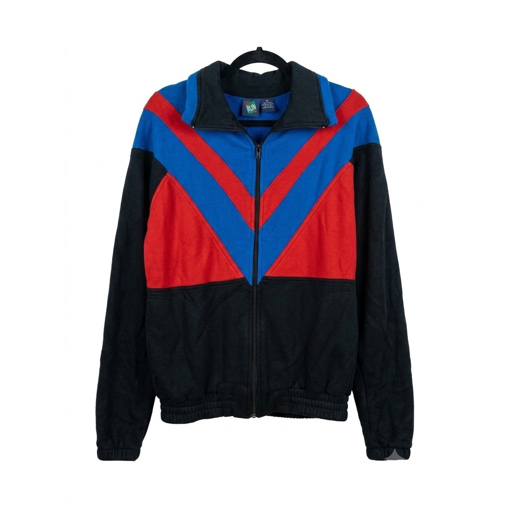 Vintage First Run Colorblock Track Jacket Mens Medium Red Blue Black Full Zip
